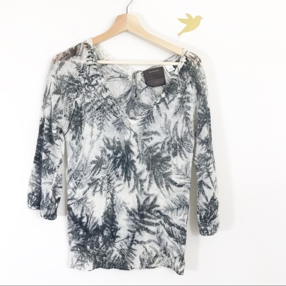 Anthropologie Guinevere Woodland Haze Mohair V Neck Sweater